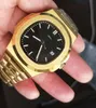 best version High quality 40.5mm Black dial Nautilus 5711/1A-001 Date 18 k gold Asia Mechanical Transparent mechanical Automatic Mens Watch