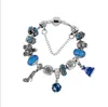 925 Sterling Silver Blue Charm perle fit Européenne Pandora Bracelets pour Femmes Cendrillon Cristal Chaussure Charme Perles Serpent Chaîne De Mode Bijoux