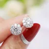 Hotsale OL Women Earrings 18K White Gold Plated Sparky CZ Rotated Earrings for Girls Women Hot Gift With 925 Silver Needles