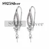 Hook Earring Mounts for Round Pearls Zircon 925 Sterling Silver Pretty Earrings DIY Make 5 Pairs