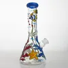 Submarine World Pattern Bong in vetro Super spessore Colore brillante Becher Bong Recycler Oil Rig cera pipa ad acqua gorgogliatore Narghilè DHL libero