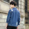 2018 New Autumn Casual Hole Man Self-cultivation Cowboy Korea Style Jeans Coat High Quality Solid Color Tide Demin Jacket M-3XL