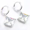 Luckyshine 5 uppsättningar Bröllopsmycken Satser Kvadrat Vit Topaz Crystal Cubic Zirconia 925 Silver Pendants Halsband Örhängen Semestergåva