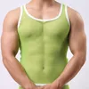 Hot Sale Brand Fashion Sexy Men's Mesh Vest Casual Spandex T-shirt Net Yarn Vest Slim Fit Undershirt Breathable Transparent Gay Underwear