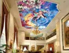 Duvar kağıdı yatak odası Din gökyüzü bulutlar melekler Avrupa tarzı zenith fresk 3d tavan duvar kağıdı duvar resimleri