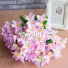 Gefälschter Mini-Lilienstrauß (10 Stiele/Stück), Simulationslilien mit grünem Blatt für Hochzeit, Zuhause, Vitrine, dekorative künstliche Blumen