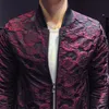 2018 Höst Nya Jacquard Bomber Jackor Män Lyx Vin Röd Svart Grå Party Jacka Outfit Club Bar Coat Men Casaca Hombre 4XL S914