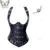 Couro steampunk gótico aço desossado espartilho cintura espartilho espartilho espartilho underbust trainer steampunk roupas corselet