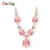 Cała Sprzedaż2016 Moda Choker Naszyjnik Romantyczny Rose Gold Color Beige Utworzone Opal Rhinestone Tulipany Naszyjnik Dla Kobiet Biżuteria 383