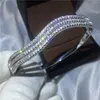 Female Cute lines bracelet Pave settling Diamond S925 Silver Filled Engagement bangle for women wedding accessaries