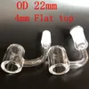 4mm tjock platta topp kvarts banger domeless Quartz Nail 10mm 14mm 18mm Man Kvinna 45/90 grader 100% Real Quartz Banger Nails