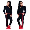 Womens Casual Fashion Autumn Spring Long Sleeved Two-piece Jogger Set Ladies Fall Tracksuit Sweat Suits Black Red Plus Size S-3XL