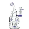 Double Recycler Oil Dab Rigs Purple and Green Hookahs Propeller Percolater Water Pipes 4mm Thick Big Glass Bongs 14mm Female Joint With Bowl XL167