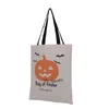 Hållbar återanvändbar Halloween Party Pumpkin och BAT PRINT BOTTOM CANVAS TOTE Presentväskor för shoppingmaterial