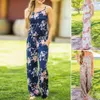 여성 스파게티 스트랩 꽃 프린트 Romper Jumpsuit 민소매 비치 Playsuit Boho Summer Jumpsuits 롱 팬츠 3 색 OOA4330