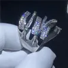 Luxe Vrouwelijke Cross Ring 925 Sterling Zilver 5A CZ Steen Big Engagement Wedding Band Ring voor Vrouwen Bruids Sieraden