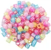 1000pcs mycket blandat alfabetet Letter Acrylic Flat Cube Spacer Beads Charms för smycken som gör 6mm281b