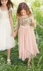 2019 Lovely Cheap Blush Flower Girl Dresses Paillettes Bowknot Girls Pageant Dress Cheap vendita calda