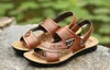 Märke Designer-Sandals tofflor PU Läder Cowhide Sandaler Utomhus Sommar Män Kvalitet Läder Sandaler För Man Male