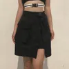 Hejoungirl harajuku cargo mini spódnice damskie seksowne mini spódnicę wysokiej talii Summer A-Line krótkie spódnice Podzielone kieszenie moda