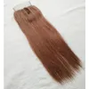 Brezilya İnsan Saç Dokuma Renk 33 Paket Kapatma Perulu Malezya Karanlık Auburn Düz Saç Dokuma 4x4 LAC8476383