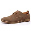 Lågt pris Män Casual Shoes Suede Leathern Andningsbara lägenheter Lace Up Oxfords Skor Ny Social Chaussure Homme Stor storlek 39-46