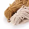 5mm vit brun flätad bomullsrulle twisted cord rep diy craft macrame vävt sträng hem textil tillbehör hantverk gåva