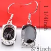 Luckyshien Halloween cadeau Ellipse noir Onyx gemmes 925 argent cristal Zircon colliers pendentif boucles d'oreilles femmes bijoux ensembles livraisons gratuites