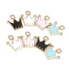 10 stks / partij Crown Vorm Drop Charms Zinklegering Metalen Emaille Charme Hanger Voor DIY Craft Armband Ketting Oorbellen Sieraden Maken