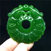 New Natural Jade China Green Jade Pendant Necklace Amulet Lucky dragon Statue Collection Summer Ornaments Natural stone