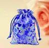 Silk Satin Gift Pouches Drawstring Chinese National Pattern 9x13cm Candy Väskor, Presentkassar, Makeup Collection Sack