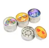 Smoking Pipes Crystal patch design three layer 51MM silver smoke grinder zinc alloy smoke cutter