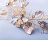 Delikat guldpärl smycken pannband tiara bröllop hår vinstockar tillbehör handgjorda blommor brudhuvudstycke kvinnor pannband