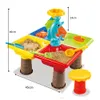 22pcs zandwater rond/vierkante tafel doos kinderen kinderen buitenactiviteit strand speelgoed speelgoed set vier gescheiden felle kleur grappig speelgoed