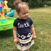 Baby Girlsの服は切れ目2018最新の夏の新生児子供の女の子の心半袖Tシャツ+幾何学的なスカート2本の服のセット