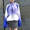 2018 yaz sonbahar kadın giyim yeni casual Harajuku tarzı fermuar ceketler tam fener kol patchwork ceketler