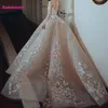 Gorgeous Champagne Appliques Puffy Evening Dress Custom Made New Design Women Formal Maxi Gown for Celebrity Red Carpet Dress