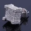 Mens Hip Hop Stud Earrings Jewelry Fashion Gold Silver Zircon Diamond Square Earring For Men7701410