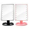 Speglar 360 grader rotationsmakeup spegel justerbar 16/22 lysdioder upplyst led touch Sn portable lysande kosmetiska speglar2813260