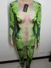 Yenilik Yılan dövme Baskı tulum seksi leotard elastik bodysuit Gece Kulübü Bar Cosplay rol kostüm şarkıcı sahne gösterisi Romper DJ kostümleri