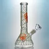 Glöd i den mörka bägare bongs vattenpipa raka rör glas bong spindel web bong wate pipe uv dab olje rig gid02