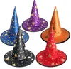 Halloween Witch Pointed Cap Costumes Party Decoration Hats Witch Wizard Star Hats For Kids Women Whole Party Supplies4802306