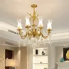 Frete grátis 100% de cobre candelabro de cristal Iluminação Luxurious Suspensão Bronze E14 Lâmpada de Cristal Luster Luz Decoração