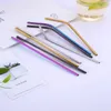 Colorful Stainless Steel Drinking Straws Straight and Bent Reusable Filter With Brush DIY Tea Coffee Tools Cleaner Brush