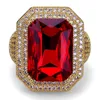 Mens Hip Hop Ring Jewelry High Quality Ruby Gemstone Zircon Fashion Gold Punk Rings212y