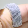 Maat 5-10 Luxe Sieraden 925 Sterling Zilver Vul Pave Mirco Full White Sapphire CZ Diamond Promise Ring Bruiloft Dames Band Ring voor Lovers
