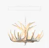 Lustres brancos modernos Lustre de chifre de vela criativo American Retro Resina Chifre de veado Lâmpadas Decoração para casa Iluminação de teto