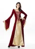 Medieval Dress Robe Women Renaissance Dress Princess Queen Costume Velvet Court Maid Halloween Costume Vintage Hooded Gown