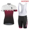 여름 Scott Women 사이클링 저지 턱받이 / 반바지 세트 MTB 자전거 의류 통기성 자전거 옷 짧은 Maillot Culotte Y21031911