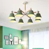 Post Nowoczesny Macaron Led Wisiorek Światła Kolorowe E27 Lampa Uchwyt Zielony Niebieski Żółty Różowy Materiał Metalowy I Drewno Droplight Dla Dzieci Studium Room